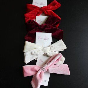 4 pc Girls / Women's Velvet Hair Bows w/ Hair Clip Attachment - NEW